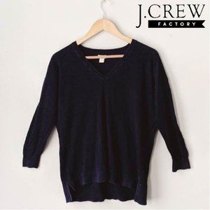J. Crew Navy V Neck Lightweight Sweater Cotton Med